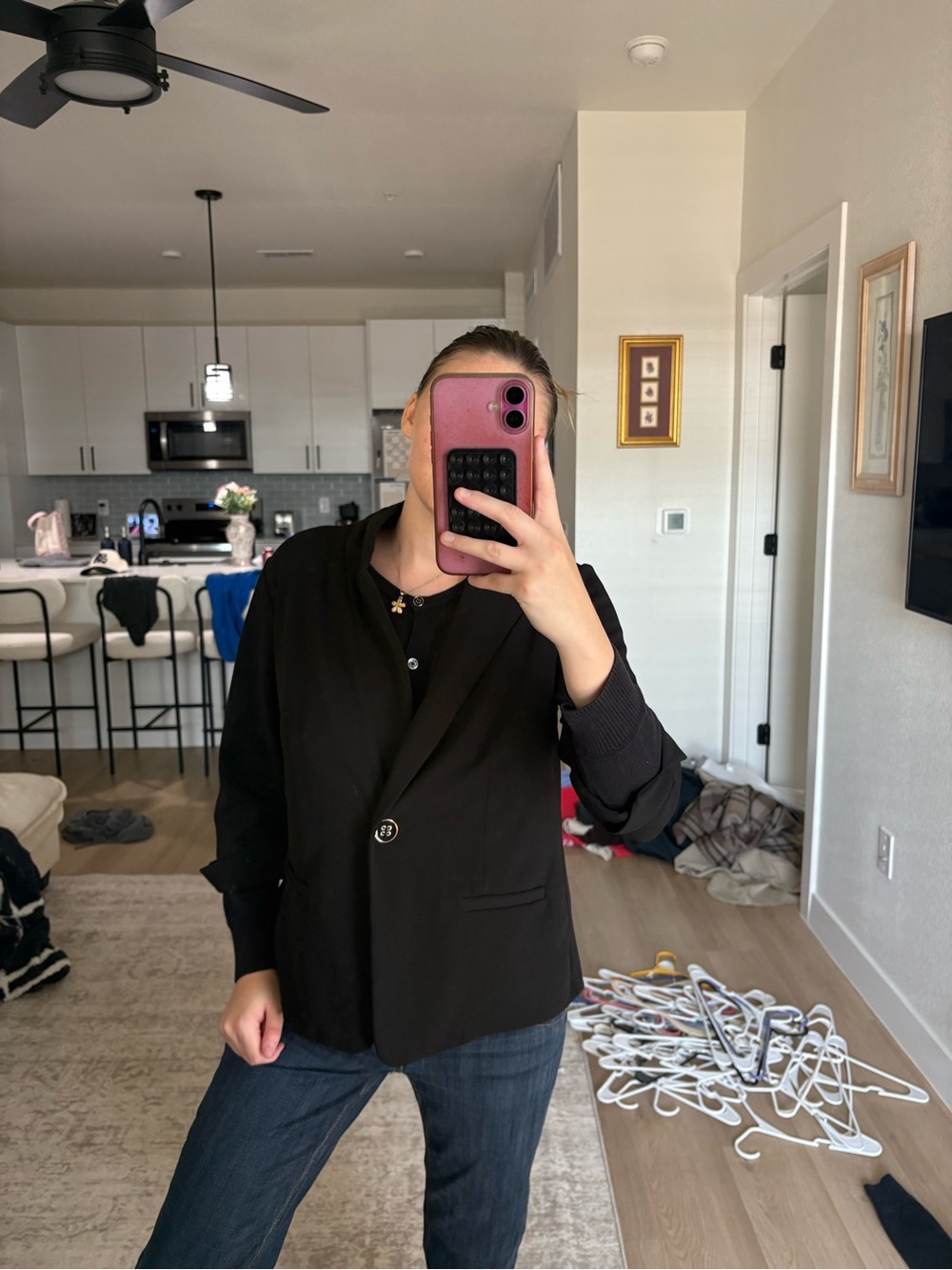 Soho Apparel Black Single-Button Blazer